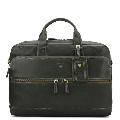 Elephant Pattern Leather Laptop Bag - Green
