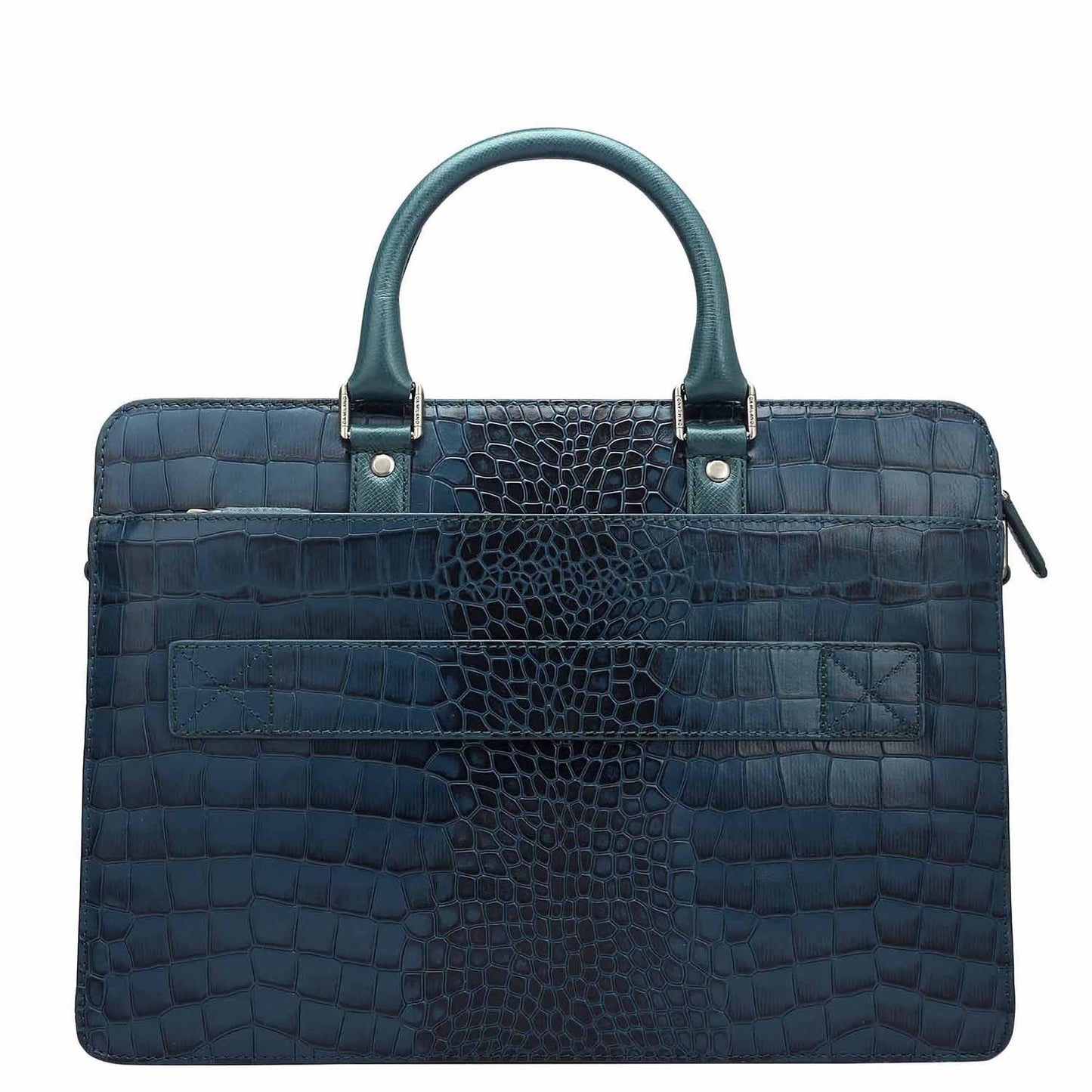 Croco Embossed Leather Laptop Bag – Ocean Blue