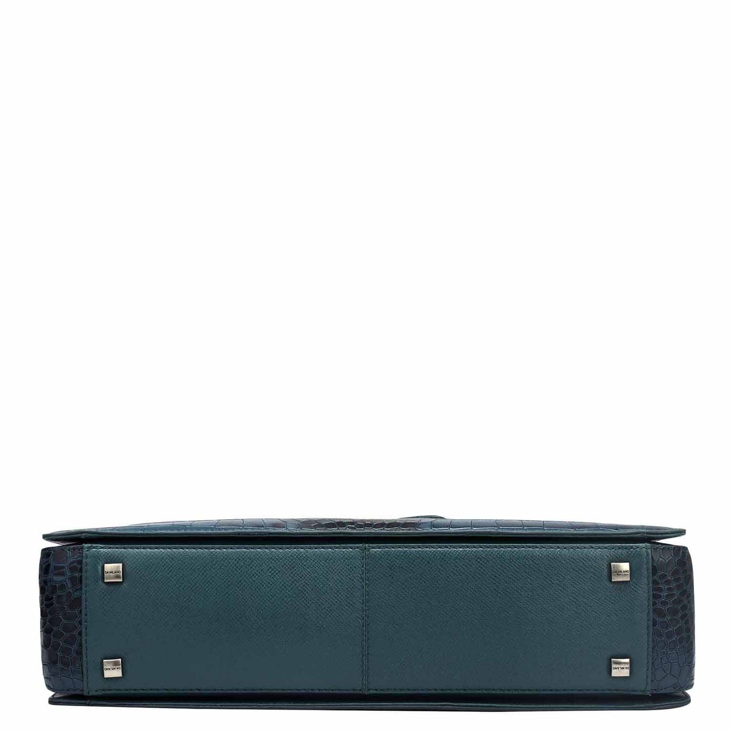 Croco Embossed Leather Laptop Bag – Ocean Blue