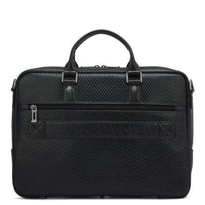 Mat Emboss Leather Laptop Bag - Black