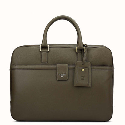 Franzy Leather Laptop Bag - Military Green