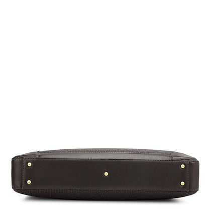 Mat Emboss Leather Laptop Bag - Brown