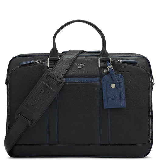 Franzy Leather Laptop Bag - Black