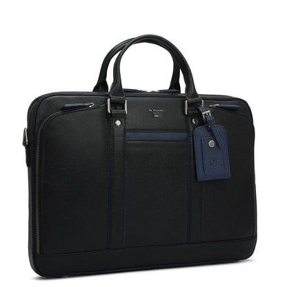 Franzy Leather Laptop Bag - Black