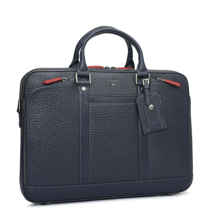 Bub Leather Laptop Bag - Navy