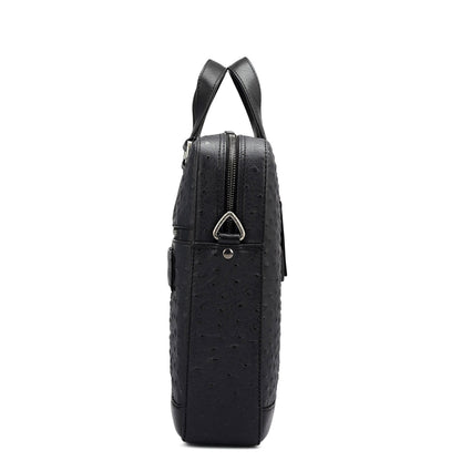 Ostrich Leather Laptop Bag - Black