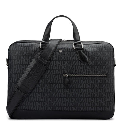 Monogram Franzy Leather Laptop Bag - Black