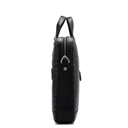 Monogram Franzy Leather Laptop Bag - Black