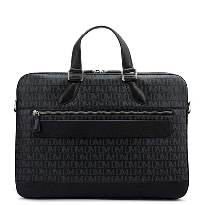 Monogram Franzy Leather Laptop Bag - Black