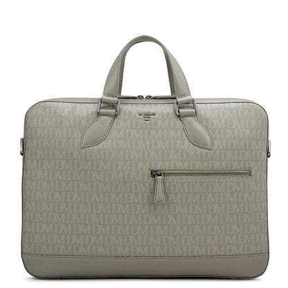 Monogram Franzy Leather Laptop Bag - Stone Grey