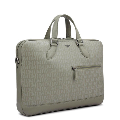 Monogram Franzy Leather Laptop Bag - Stone Grey