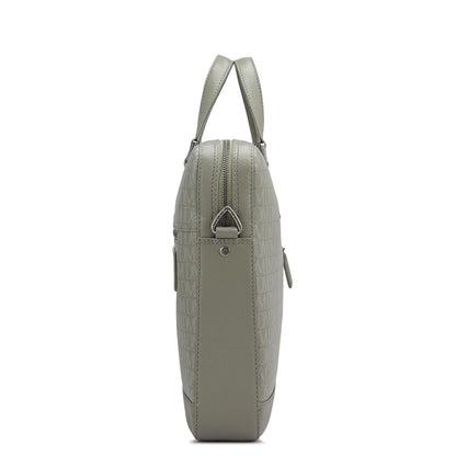 Monogram Franzy Leather Laptop Bag - Stone Grey