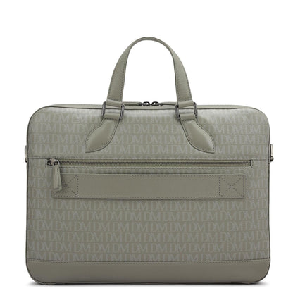 Monogram Franzy Leather Laptop Bag - Stone Grey
