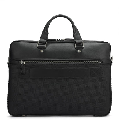 Punch Mat Leather Laptop Bag - Black