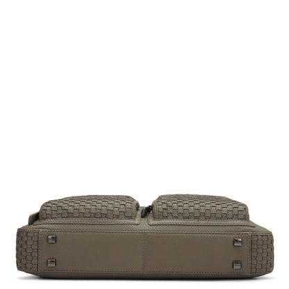 Punch Mat Leather Laptop Bag - Greyish Taupe