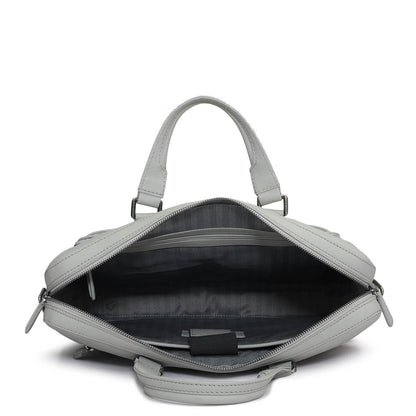 Punch Mat Leather Laptop Bag - Light Grey