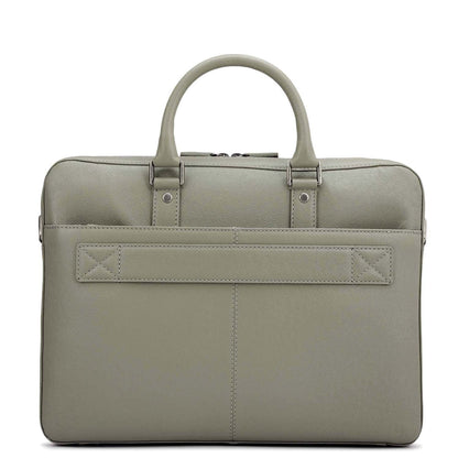 Franzy Leather Laptop Bag - Stone Grey