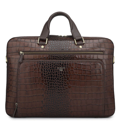 Croco Leather Laptop Bag - Date