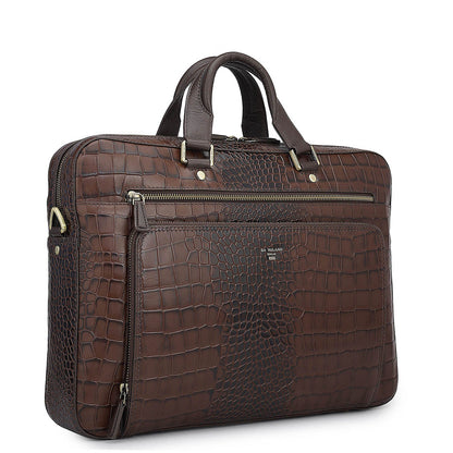 Croco Leather Laptop Bag - Date