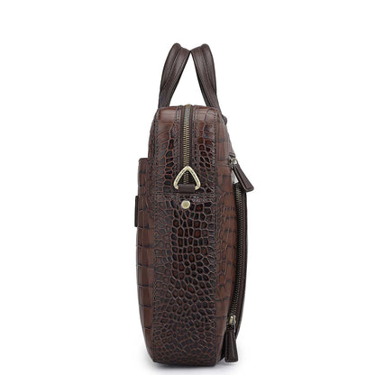 Croco Leather Laptop Bag - Date