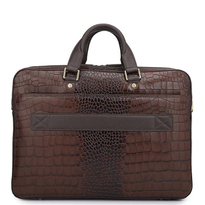 Croco Leather Laptop Bag - Date