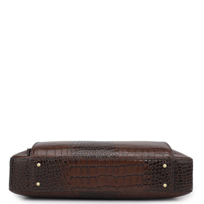 Croco Leather Laptop Bag - Date