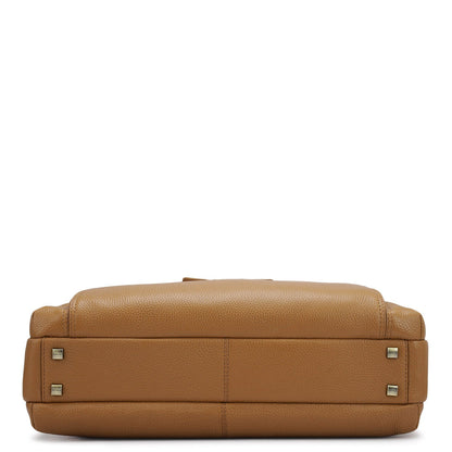 Wax Leather Laptop Bag - Caramel