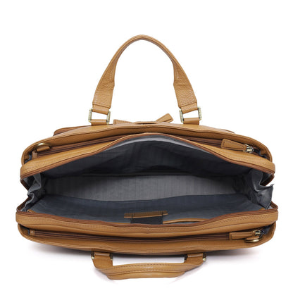 Wax Leather Laptop Bag - Caramel