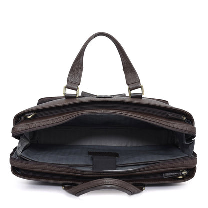 Wax Leather Laptop Bag - Chocolate