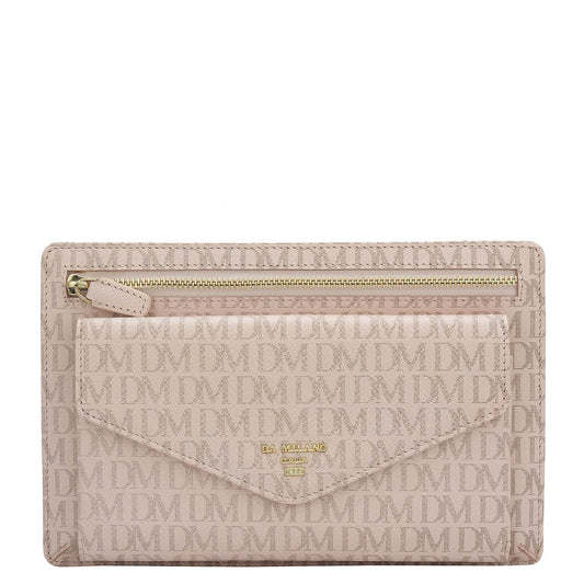 Small Monogram Leather Clutch - Blush