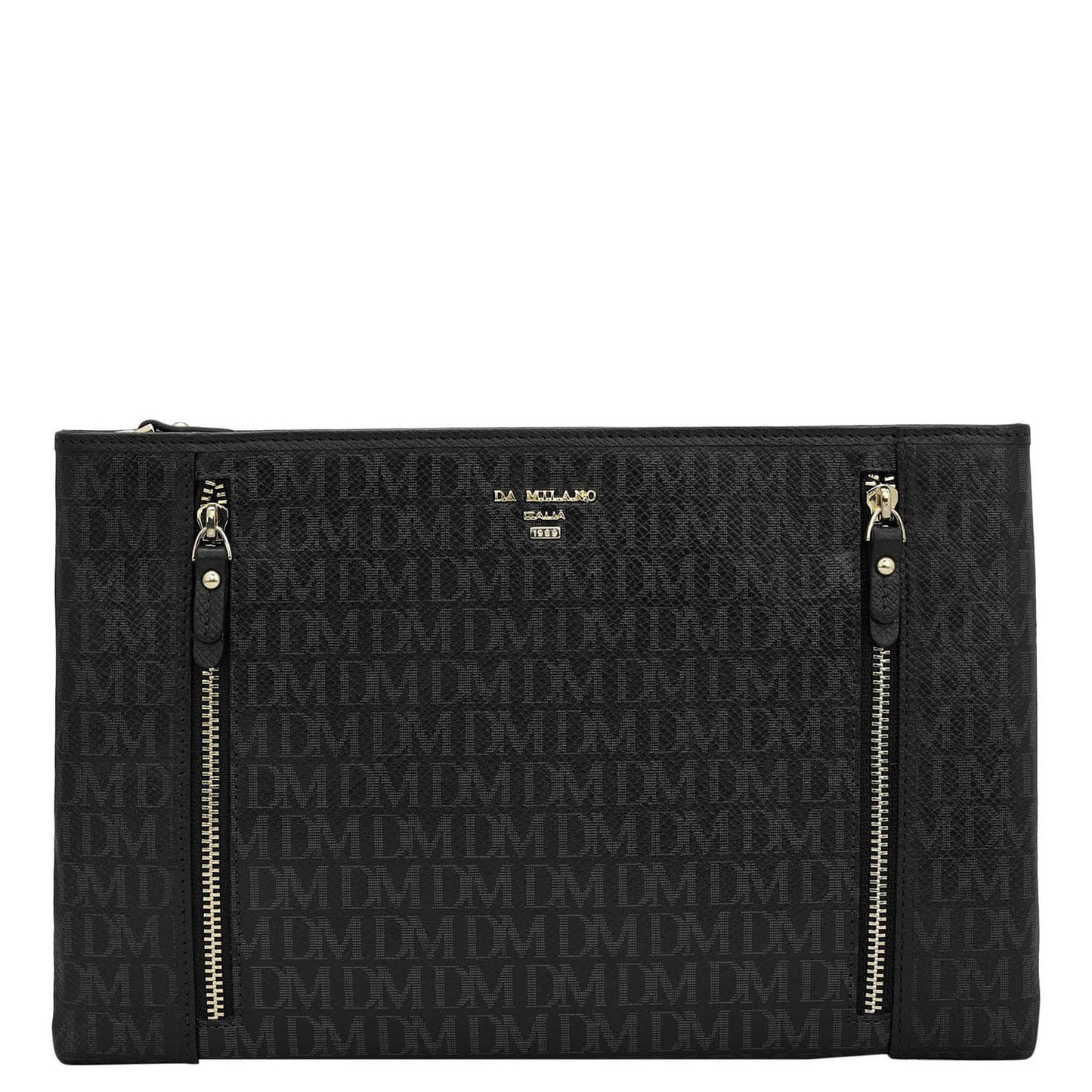 Small Monogram Leather Clutch - Black