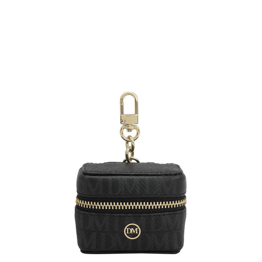 Monogram Franzy Leather Earpod Case - Black