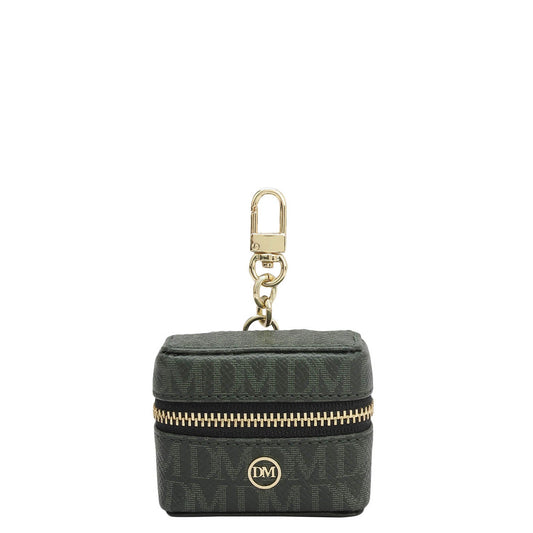 Monogram Franzy Leather Earpod Case - Petrol Green