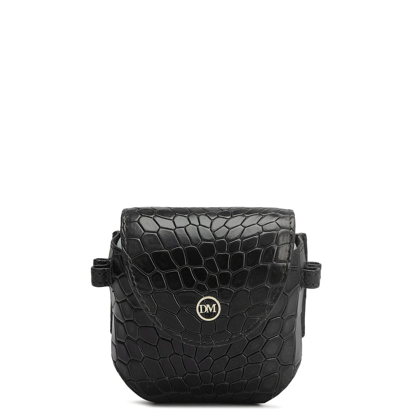 Croco Leather Golf Ball Case - Black