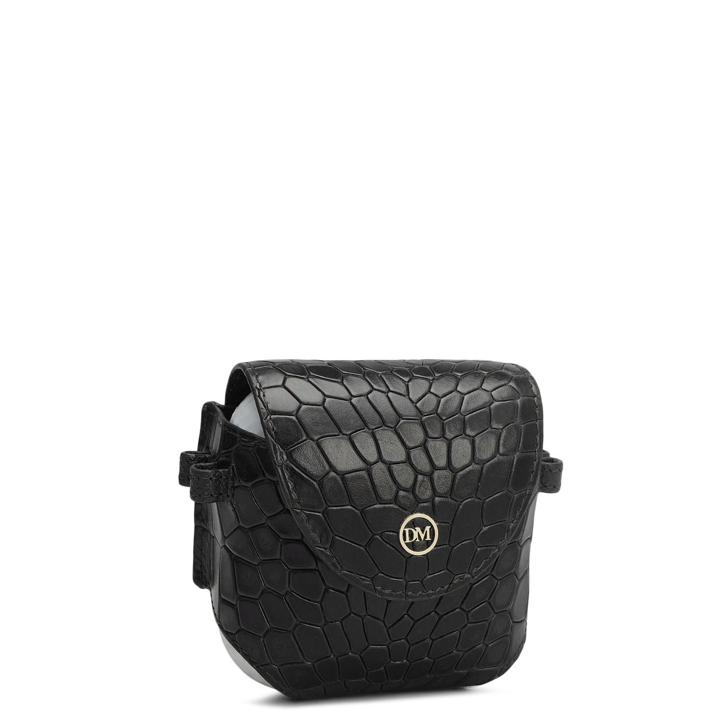 Croco Leather Golf Ball Case - Black