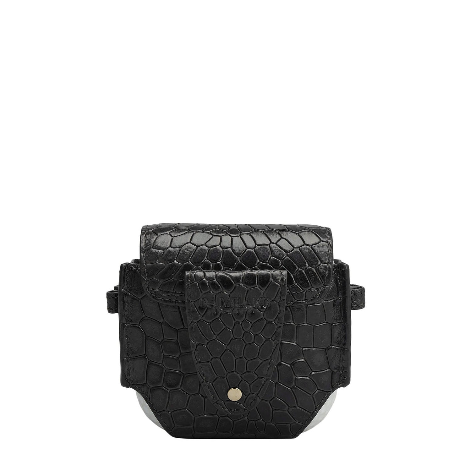 Croco Leather Golf Ball Case - Black