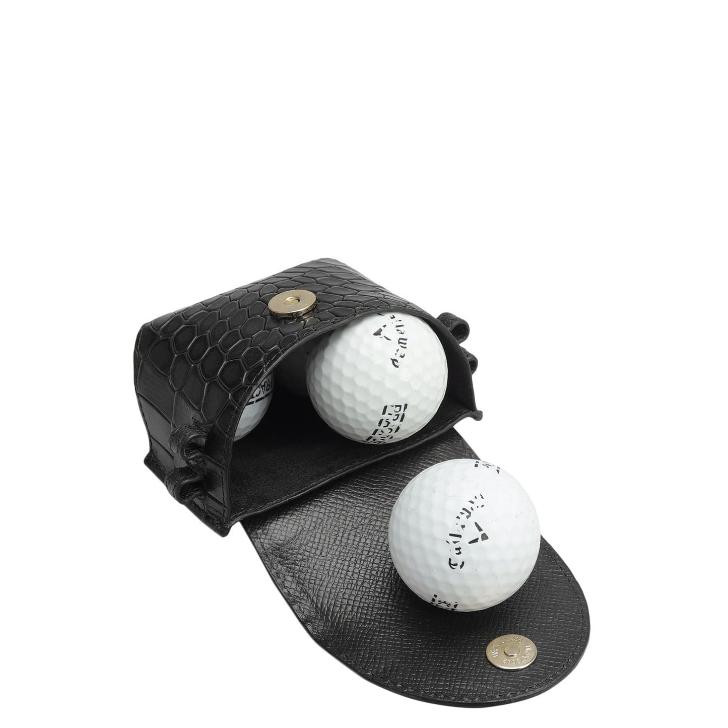 Croco Leather Golf Ball Case - Black