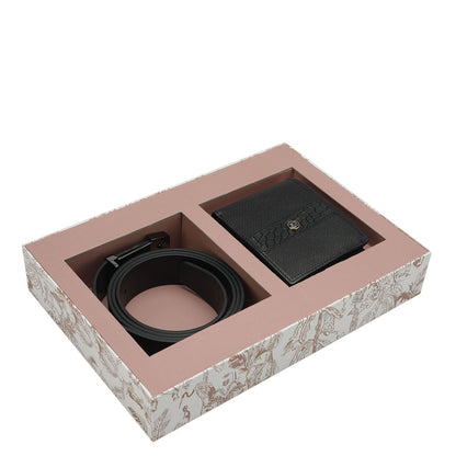 Black Fish Leather Mens Wallet & Belt Gift Set