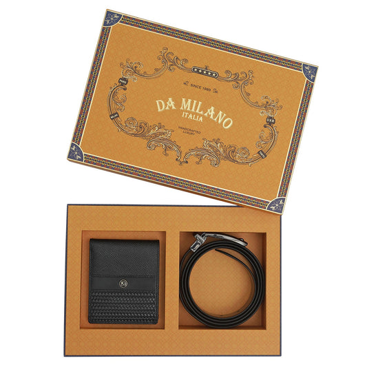 Black Brown Franzy Mat Emboss Mens Wallet & Belt Gift Set