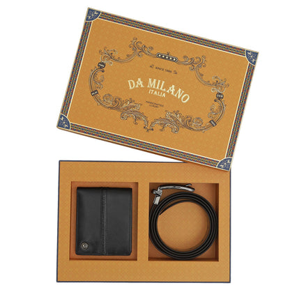Black Brown Plain Mens Wallet & Belt Gift Set