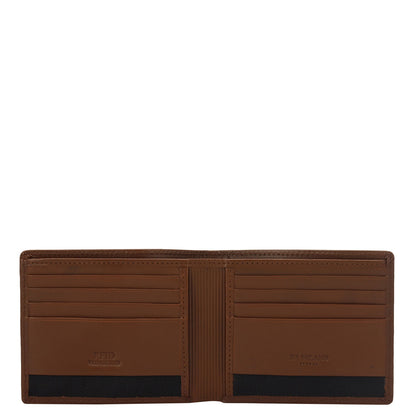 Cognac Fish Plain Leather Mens Wallet & Belt Gift Set