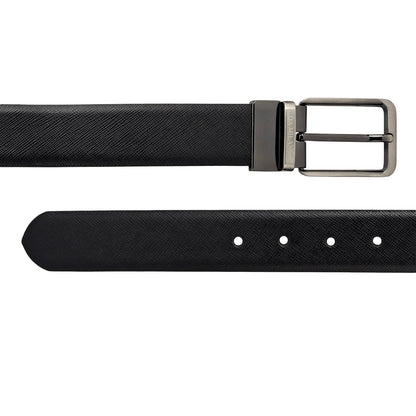 Saffiano Franzy Leather Mens Wallet & Belt Gift Sets - Black