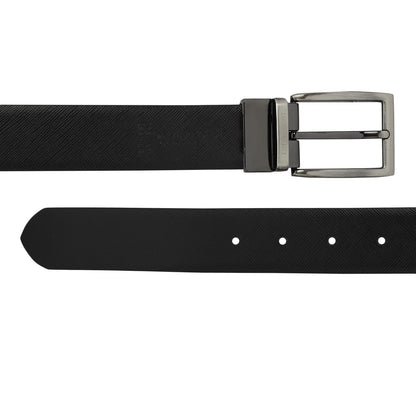 Saffiano Franzy Leather Mens Wallet & Belt Gift Set - Black