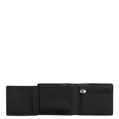 Black Plain Leather Mens Wallet & Belt Gift Set