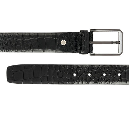 Black Croco Leather Mens Wallet & Belt Gift Set