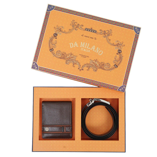 Chocolate Saffiano Franzy Mens Wallet & Belt Gift Set