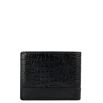 Black Croco Leather Mens Wallet & Belt Gift Set