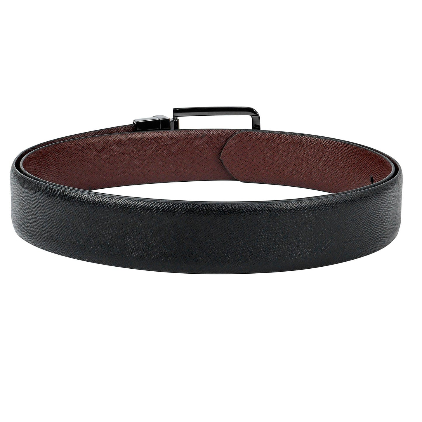 Black Saffiano Franzy Leather Mens Wallet & Belt Gift Set