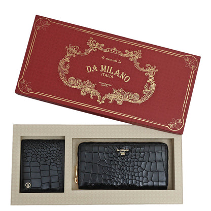 Black Croco Leather Mens & Ladies Wallet Gift Set