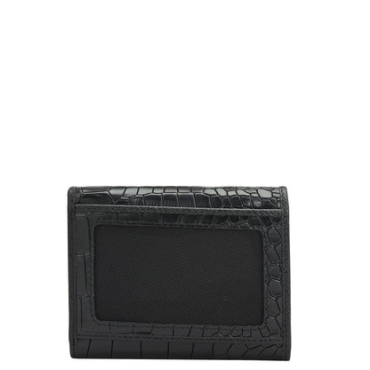 Black Plain Croco Ladies Wallet & Belt Gift Set